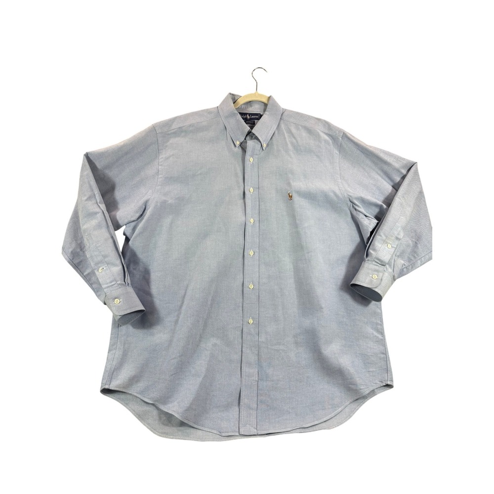 Ralph Lauren Yarmouth Oxford Button Down Shirt Light Blue Long Sleeve Men XL‎